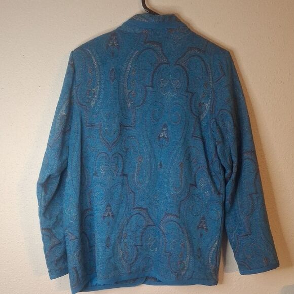 Denim & Co Blue Paisley Blazer size medium - Picture 3 of 5